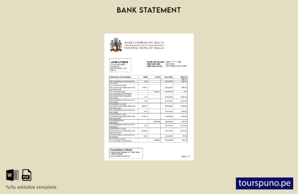 listo para imprimir Plantilla de Word   extracto bancario del Banco Central de M